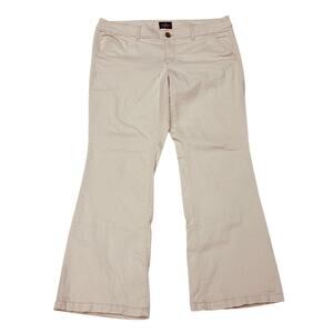 American Eagle Pants Women 16 Beige Kickboot Khaki Chino Stretch Mid Rise *READ*